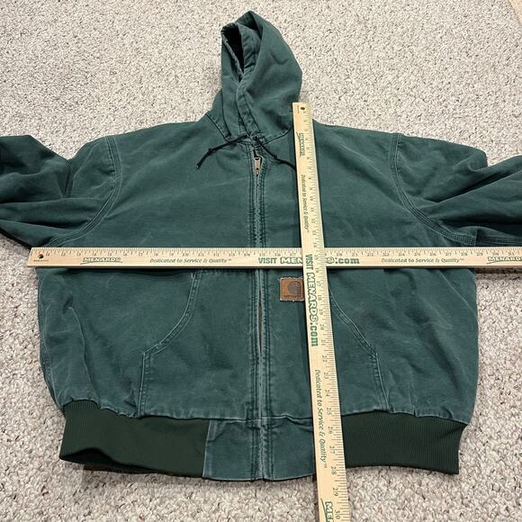 Vintage Carhartt Jacket Men's Sz 2XL Aspen Green Hooded Full Zip Made in USA - Picture 6 of 8
